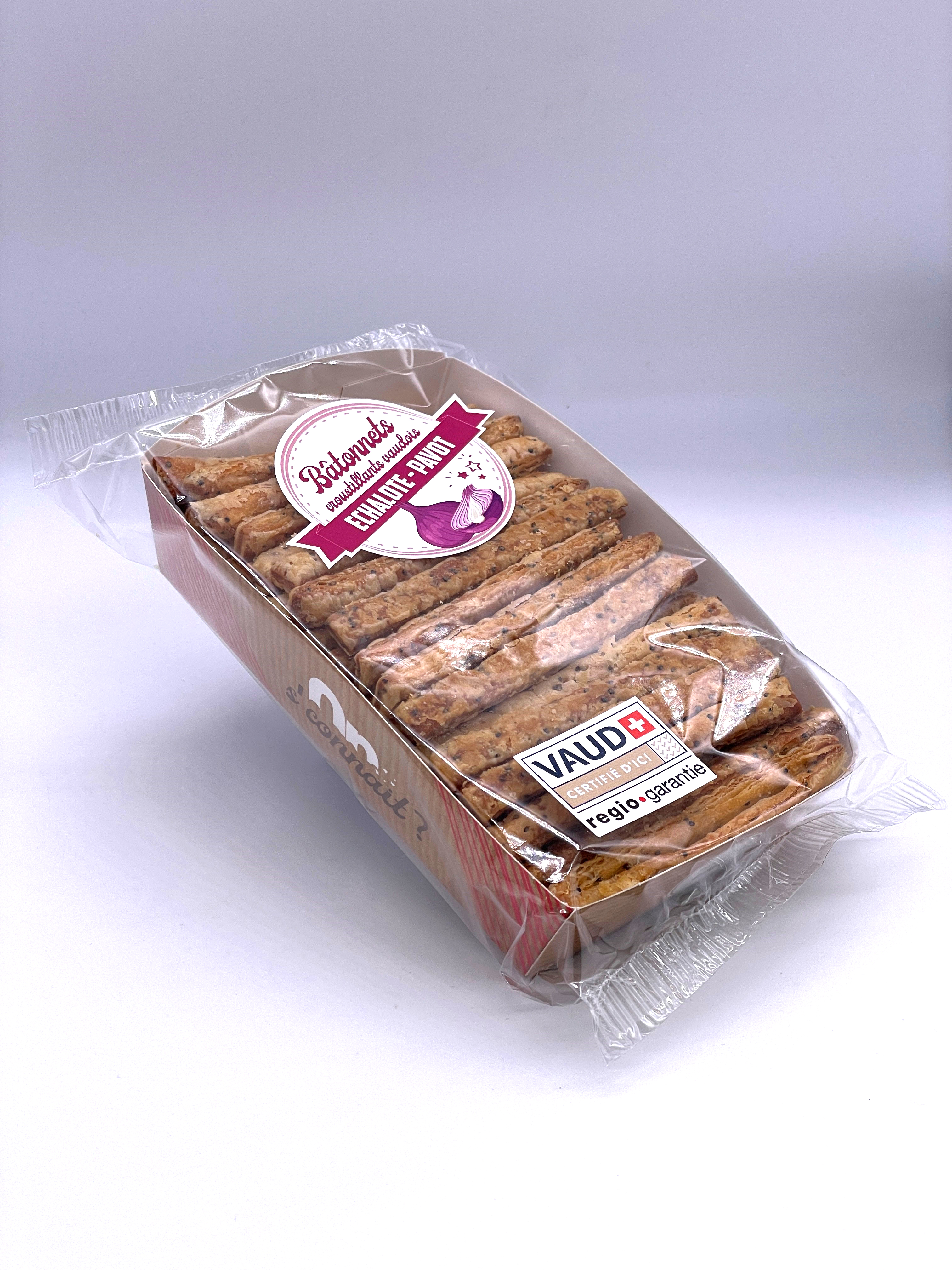 Bâtonnets croustillants Vaudois échalote & pavot